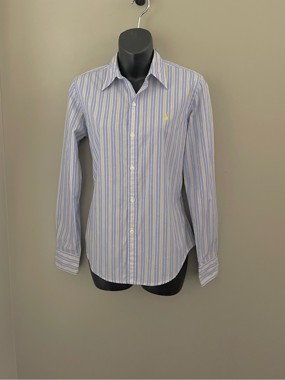 Ralph Lauren Blue and White Striped Button-Down Shirt